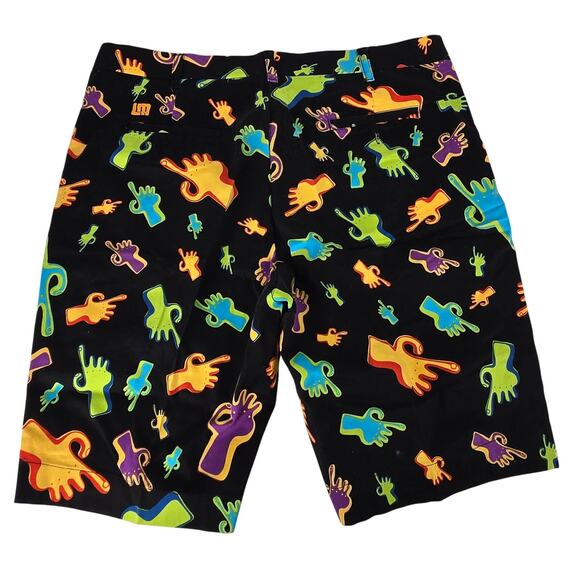 Loudmouth Shorts Mens 40 Black Colorful Hand Finger Print Golf Fun Novelty - Picture 2 of 4